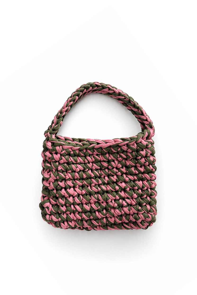 CozyLoops Mini Tote – Olive Pink
