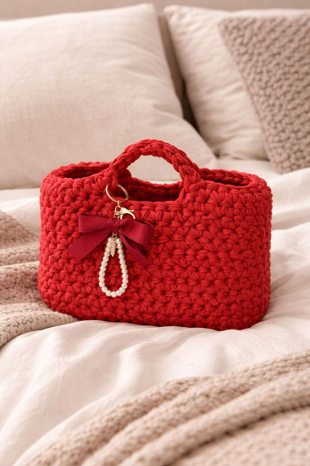 CozyLoops Mini Tote – Ruby Red